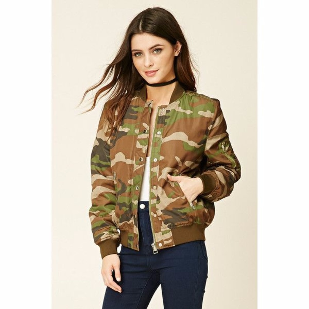 Cammo print bomber jacket